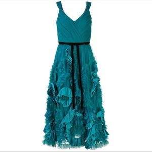 Marchesa Notte SZ 10 teal midi ballgown-NWT